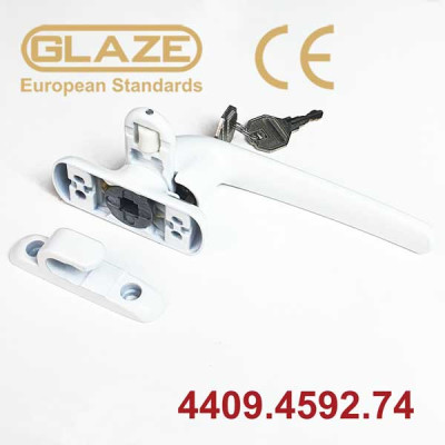 Tay gạt cửa sổ 459 không chân, có khóa, bên phải 