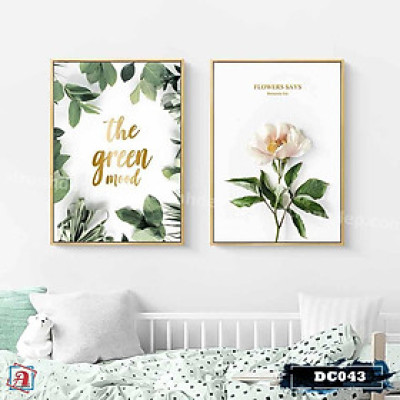 Bộ 2 tranh canvas treo tường Decor Hoa lá phong cách scandinavian – DC043