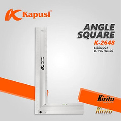 Thước ke góc vuông nhôm Kapusi Nhật Bản 30cm thiết kế livo, nhôm trắng chống gỉ k2648