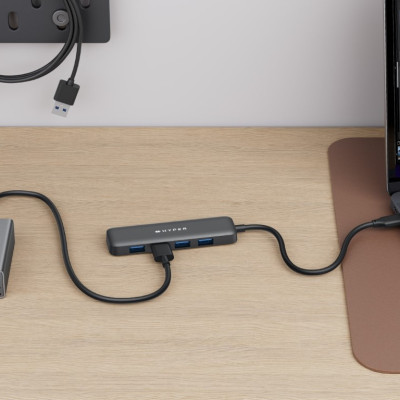 HUB chuyển đổi HyperDrive Next 4 In 1 Usb-A Port cho Macbook/ Laptop - Thiết kế 4 cổng truyền dữ liệu tốc độ cao HD5002 - Hàng Chính Hãng