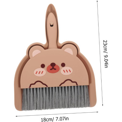 Bộ Chổi Quét Bụi Và Ki Hốt Rác Mini Chất Liệu Nhựa PP An Toàn Cứng Cáp, Cầm Tay Hình Thú Dễ Thương, Ngộ Nghĩnh - Hàng chính hãng 