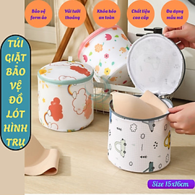 Túi Giặt Bảo Vệ Đồ Lót Hình Trụ- Túi Giặt Lingerie Chống Biến Dạng- Túi Giặt Áo Ngực 3D Chống Vò Rách-Túi Giặt Vải Lưới In Hình Dễ Thương