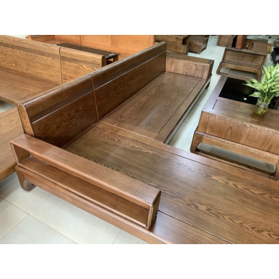 Bàn ghế sofa gỗ tiếp khách kiểu dáng chữ L chân Hươu