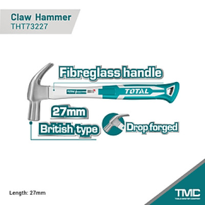 BÚA NHỔ ĐINH KIỂU ANH CÁN SỢI THỦY TINH TOTAL THT73227 - HÀNG CHÍNH HÃNG