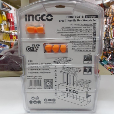 BỘ CHÌA LỤC GIÁC ĐẦU BẰNG CHỮ T 8 CHI TIẾT 2-10MM INGCO HHKT80818 - HÀNG CHÍNH HÃNG