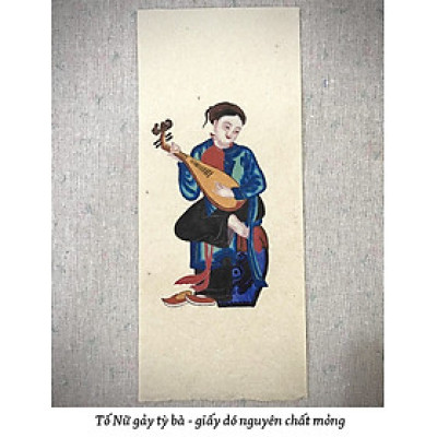Bộ Tranh Tố Nữ Hàng Trống in màu trên giấy dó truyền thống Việt Nam