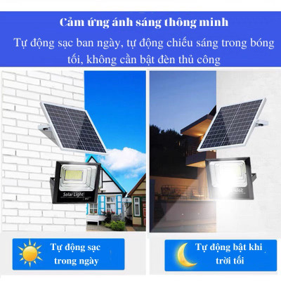 Đèn Pha Năng Lượng Mặt Trời 500w IP67,Vỏ Nhôm Đúc, Sáng Liên Tục, Hàng Chính Hãng