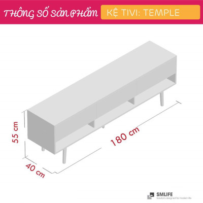 Kệ TV phòng ngủ bằng gỗ công nghiệp SMLIFE Temple