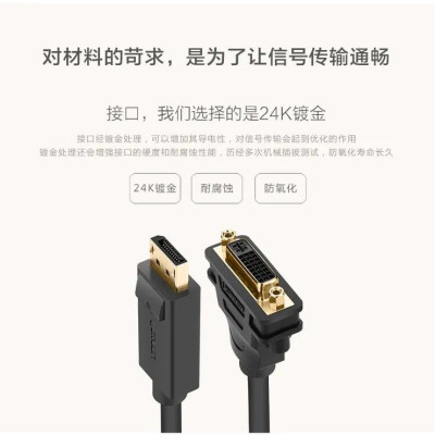 Ugreen UG2040520405TK 15CM màu Đen Cáp chuyển đổi DP sang DVI 24 + 5 Hỗ trợ độ phân giải FULL HD - HÀNG CHÍNH HÃNG
