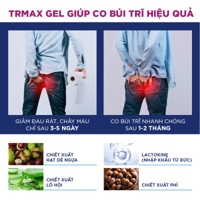 Gel Bôi Trĩ Giúp Co Búi Trĩ, Hỗ Trợ Giảm Sưng Đỏ Và Ngứa Rát Hậu Môn Do Trĩ Trimaxgel 20g - Nguyên Liệu Nhập Khẩu Từ Châu Âu