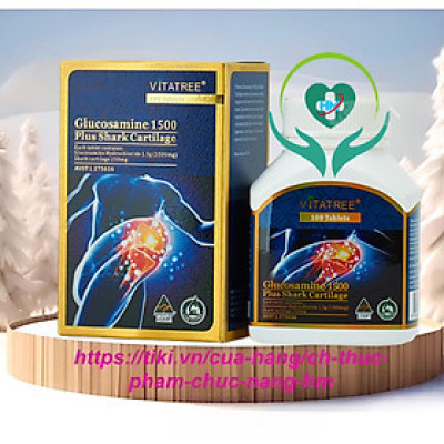 Viên uống bổ khớp Vitatree Glucosamine 1500mg plus shark cartilage , hộp 100v, nhập khẩu Úc
