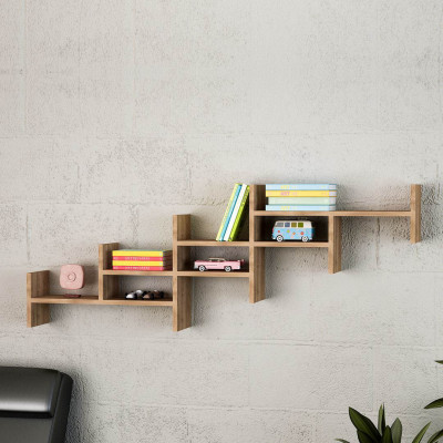 Kệ sách treo tường gỗ công nghiệp hiện đại SMLIFE Wayner