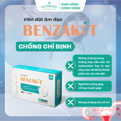 Viên đặt Benzakit hỗ trợ làm sạch, giảm viêm nhiễm và mùi hôi bất thường - Nutramed (10 viên)