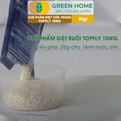 Thuốc Diệt Ruồi Greenhome, Topfly 10wg, Gói 20gr, Thu Hút Mạnh, Diệt Ruồi Nhanh, Hiệu Quả, An Toàn, Tiết Kiệm