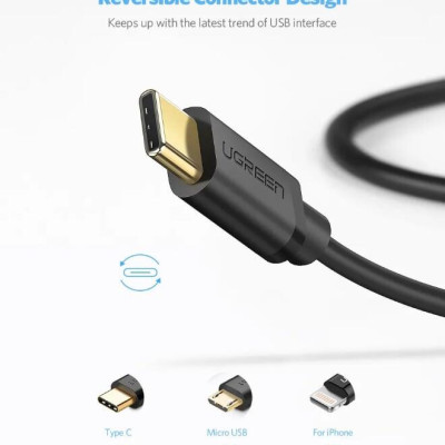 Ugreen UG30161US141TK 2M màu đen Dây USB 2.0 sang Type-C truyền dữ liệu và sạc - HÀNG CHÍNH HÃNG