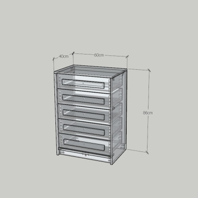 HAPPY FURNITURE , Tủ lưu trữ 5 ngăn kéo - RUBEL, THK_256 , 60cm x 40cm x 86cm DxRxC
