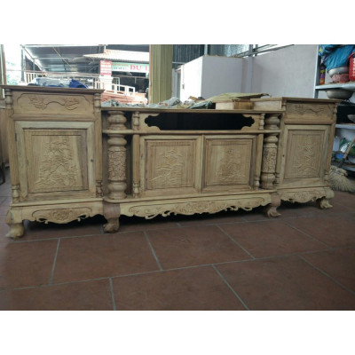 Kệ tivi cột nho gỗ gụ