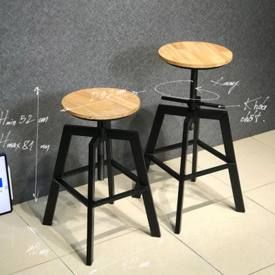 Ghế bar xoay GB15CT Juno Sofa màu gỗ chân sắt đen 32 x 52/81 cm