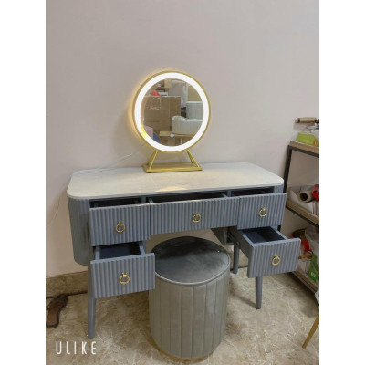 Hàng Siêu Cấp Bộ bàn ghế trang điểm : Bàn phấn mặt đá 5 ngăn kẻ sọc kèm gương hiện đại  - Giá Tại Xưởng
