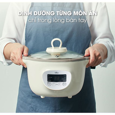 Nồi Ninh, Hấp, Nấu Cháo, Nấu Đồ Ăn Dặm Cho Bé 6 Trong 1 BEAR SUBE002 Có Lồng Hấp Dung Tích 1.6L Công Suất 200W - Hàng Chính Hãng - Hàng Chính Hãng