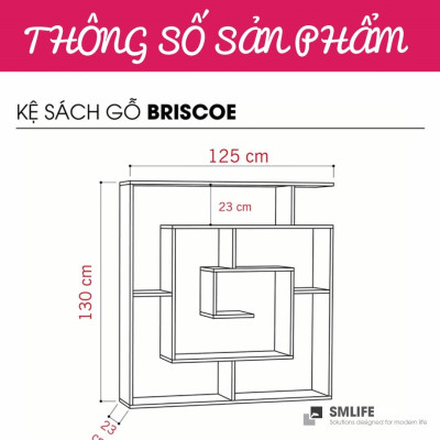 Giá sách bằng gỗ trang trí gia đình SMLIFE Briscoe