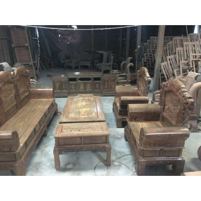 Combo bộ Khổng tử gỗ mun đuôi công & kệ tivi