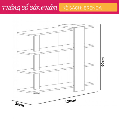 Kệ đỡ sách gỗ thiết kế hiện đại, sang trọng SMLIFE Brenda