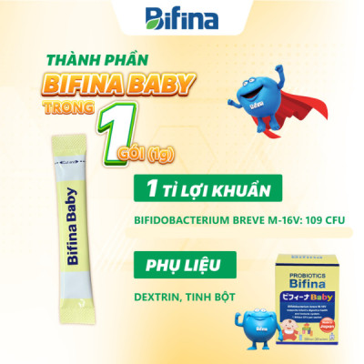 Men vi sinh Bifina Baby Nhật Bản – Hộp 30 gói – Hỗ trợ bổ sung lợi khuẩn cho  trẻ sinh non, sinh mổ, dùng sữa công thức