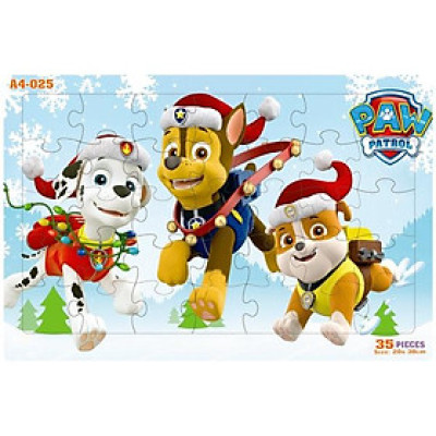 Bộ Xếp Hình Khổ A4 Puzzle Minh Châu 35-025 - Paw Patrol Xmas (35 Mảnh Ghép)