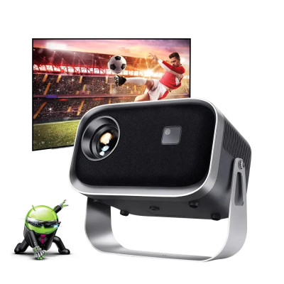 Máy chiếu android có điều khiển cử chỉ và giọng nói tiếng việt, Bluetooth, loa, kết nối màng hình điện thoại, Wifi kép 2 băng tần, cài sẵn ứng dụng tivi truyền hình cáp bóng đá và phim HD miễn phí vĩnh viễn - Hàng Nhập Khẩu