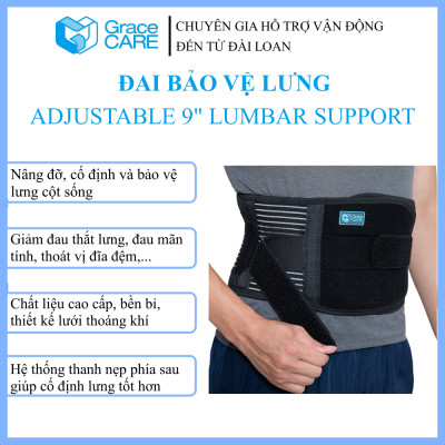 Đai Bảo Vệ Lưng Grace Care LB221 (Bản Cao ~23cm) - Cố Định, Giảm Đau, Thoát Vị Đĩa Đệm, Gai Cột Sống