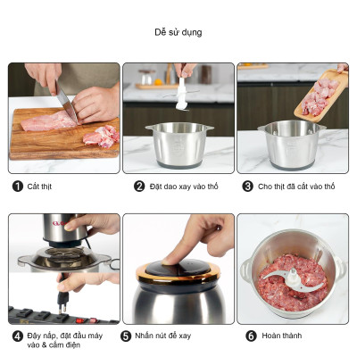 Máy xay thịt Gali GL-1920P Dung tích 2 Lít, Motor 100% bằng đồng, có 2 tốc độ xay. Hàng chính hãng chất lượng cao, bảo hành 24 tháng