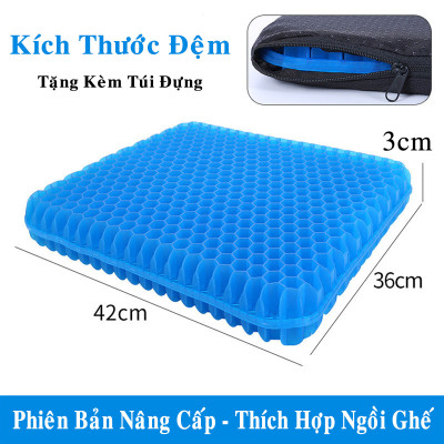 Đệm ngồi 3D Silicon văn phòng PEAFLO thế hệ mới, cấu trúc tổ ong 2 lớp thoáng khí, giảm áp lực lên mông, giảm đau mông.
