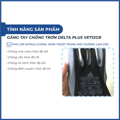 Găng tay đa dụng chống trơn, chống cắt Deltaplus VE712GR