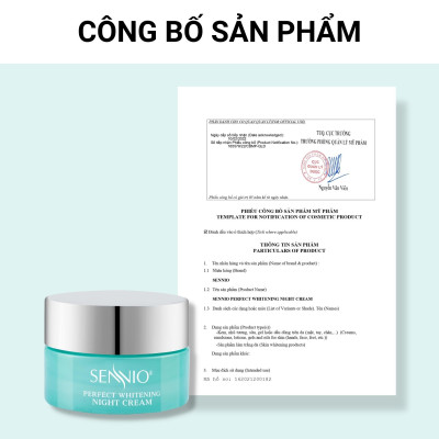 Kem dưỡng ẩm Sennio Perfect Whitening Night Cream dưỡng trắng da mặt ban đêm tái tạo và phục hồi da 30g SNO 830