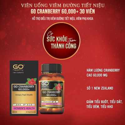 GO CRANBERRY 60,000+ 30 viên - Viên uống viêm đường tiết niệu nhập khẩu chính hãng GO Healthy New Zealand