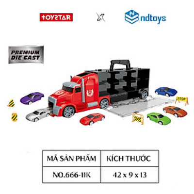 TOYSTAR - 666-11K Bộ mô hình xe ô tô chuyên chở gồm 6 ô tô (KT 42.5x9.5x15cm)