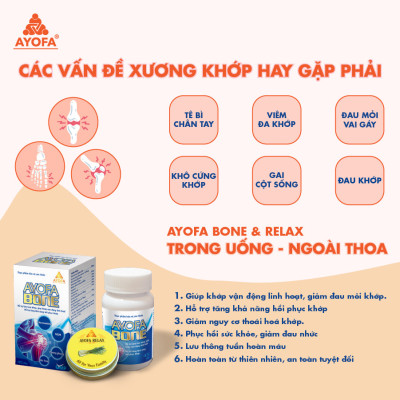 Viên uống hỗ trợ bảo vệ xương khớp, tái tạo sụn Ayofa Bone 45 viên/ Hộp
