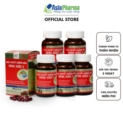 [COMBO 6 HỘP] Viên uống hoạt huyết dưỡng não Đông Dược 5 Asia Pharma hỗ trợ thiểu năng tuần hoàn não - Hộp 30 viên