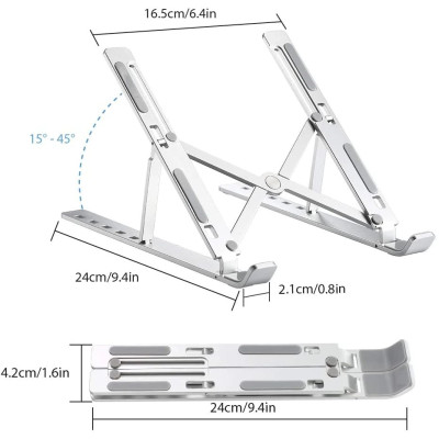 Giá Đỡ Tản Nhiệt Laptop/ Máy tính bảng/ Ipad để bàn chất liệu hợp kim nhôm loại cao cấp nhất (Giao màu ngẫu nhiên) - Hàng Chính Hãng