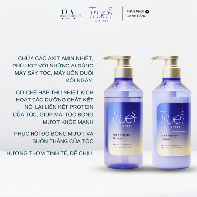 Dầu gội và dầu xả chăm sóc tóc nhiệt TRUEST BY S FREE Acid&Heat Care