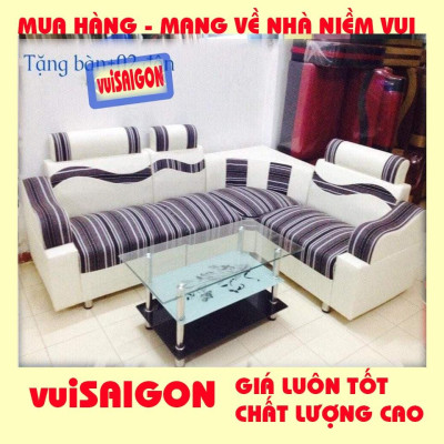 Ghế Sopha nệm muốt 2m1 x 1m6  mẫu mã đẹp chất lượng giá tốt phù hợp với các gia đình Việt/ tặng 1 bàn và 2 đôn