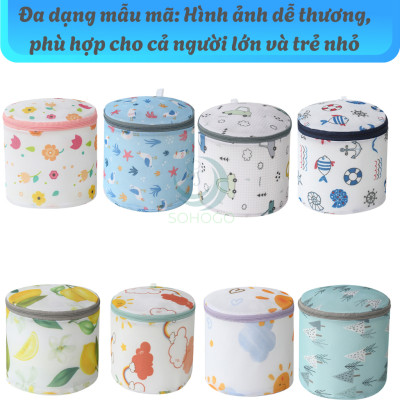 Túi Giặt Bảo Vệ Đồ Lót Hình Trụ- Túi Giặt Lingerie Chống Biến Dạng- Túi Giặt Áo Ngực 3D Chống Vò Rách-Túi Giặt Vải Lưới In Hình Dễ Thương
