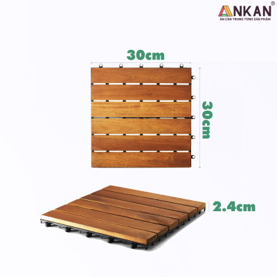Vỉ Gỗ Lót Sàn Ban Công Thương Hiệu ANKAN Màu Vàng Nắng Loại 6 Nan, Sàn Gỗ Lót Ban Công, Sân Vườn, Hồ Bơi, Phòng Spa, Siêu Bền, Chịu Nước Tốt, Chống Trơn Trượt, Tiêu Chuẩn Xuất Khẩu (10 Vỉ)