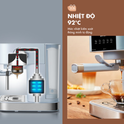 Máy Pha Cà Phê Tự Động Espresso BEAR CF-B15V1 Với Công Thức Pha Nespresso, Americano, Cappuccino Tạo Bọt Sữa Dễ Dàng Áp Suất 15 Bar Công Suất 950 W - Hàng Chính Hãng