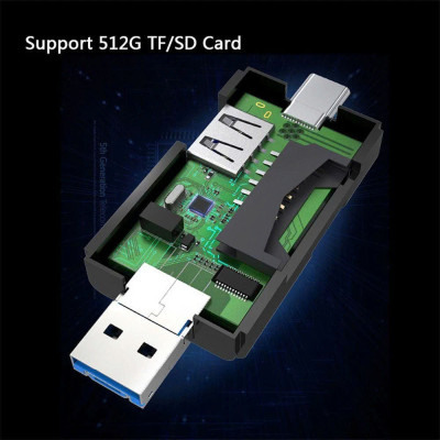 XOA 2S Đầu đọc thẻ nhớ SD, TF chân Type C, USB 3.0 Micro USB / U / Type C / TF / SD Cho Điện Thoại / Laptop - Hàng Nhập Khẩu
