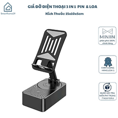 Giá Đỡ Điện Thoại 3 Trong 1 Kèm Pin Dự Phòng & Loa Bluetooth - Tiện Lợi, Dễ Dàng Mang Theo Khi Di Chuyển - HÀNG CHÍNH HÃNG MINIIN