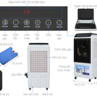 Quạt điều hòa Hòa Phát HPCF1-033I - Tạo ion - Dùng phòng 40m2 - Hàng Chính Hãng