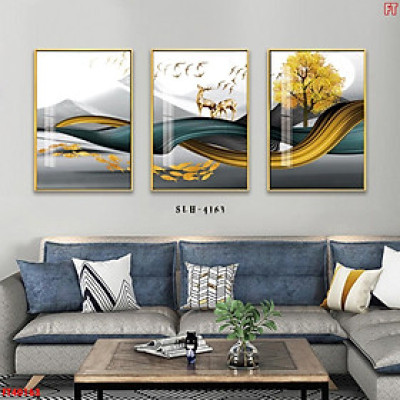 Tranh Hươu decor treo tường tráng gương cao cấp