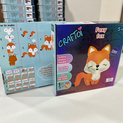 KIM NHỰA Bộ Thủ Công Trẻ Tự Làm Thú Bông 5+ FOX FOXY Craftoi Felt Sewing toy prepunched holes plastic needle